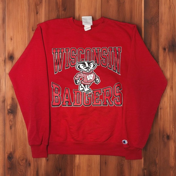 Champion Other - Champion Wisconsin Badgers Crewneck Sweatshirt Mens Size S Red College